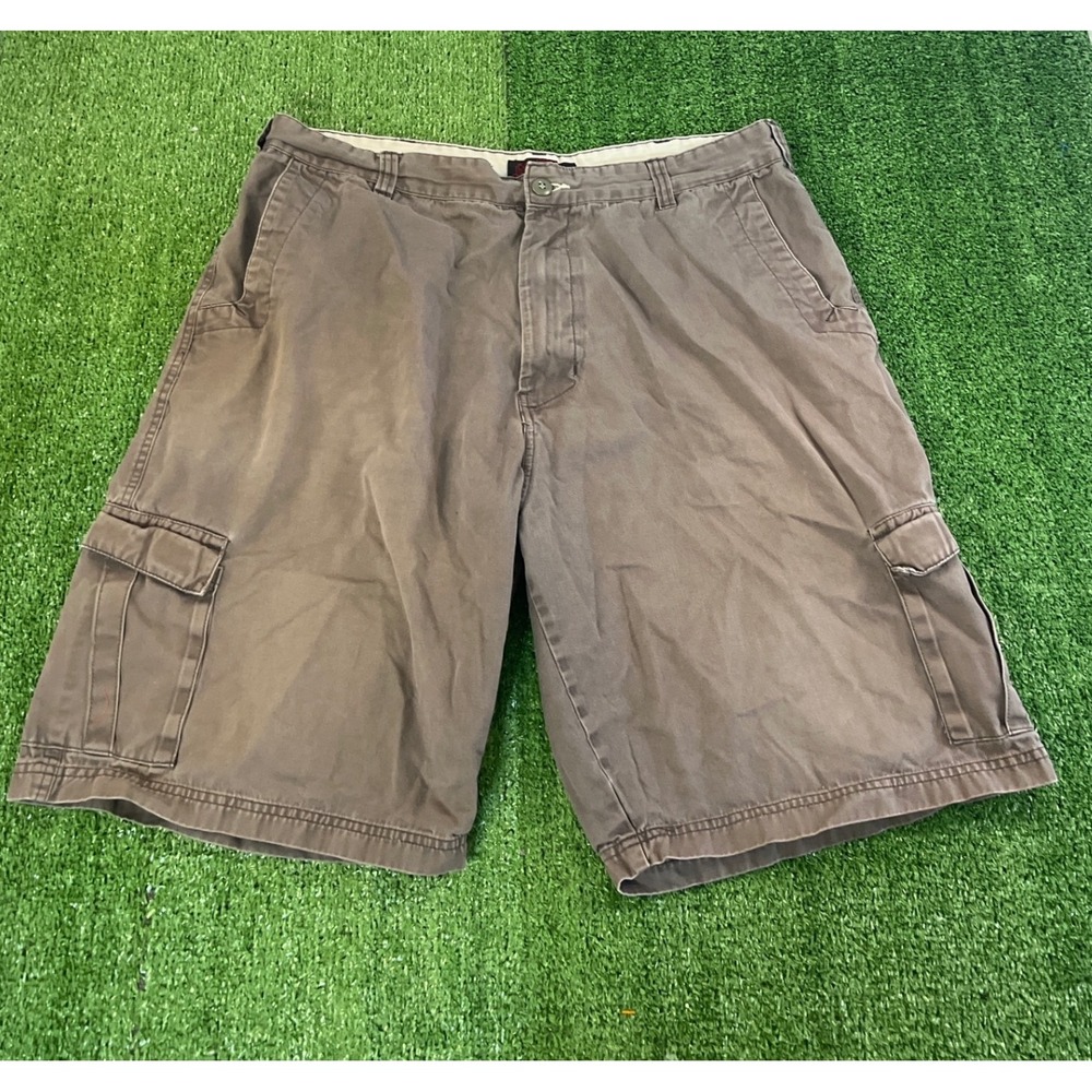 Burnside Mens Cargo Shorts Slate Brown Size 40 Cotton Utility Relaxed Fit Hiking